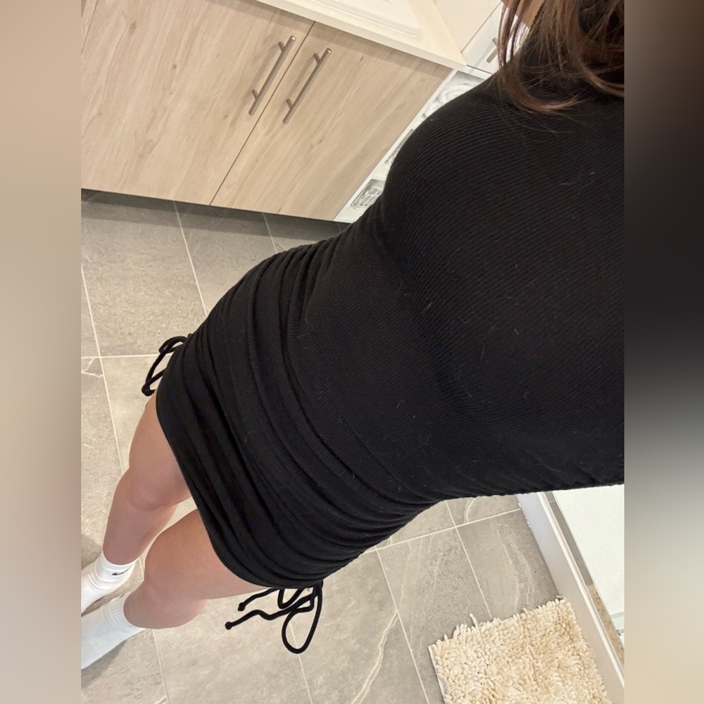 Garage Black Ruched Mini Dress